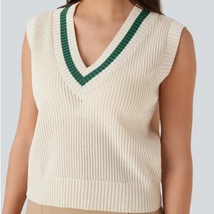 Halara V Neck Sweater Vest Gardenia Sleeveless Medium